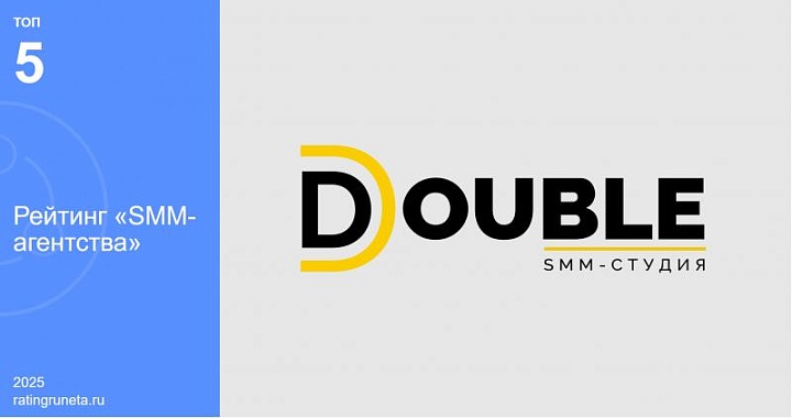 DOUBLE вошло в список топ-5 SMM-агентств России по данным Рейтинга Рунета